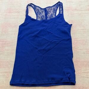 American Eagle Outfitters Royal Blue Lace Tank Top